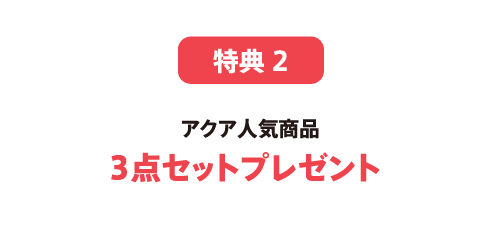特典2 アクア人気商品3点セットプレゼント